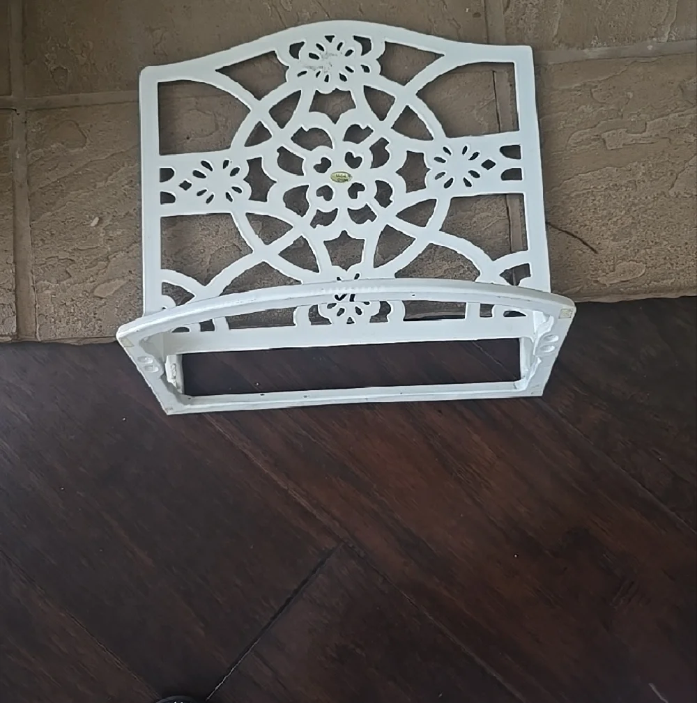 White Enamel Cast Iron Metal Cookbook Kitchen Stand - Picture 2 of 2